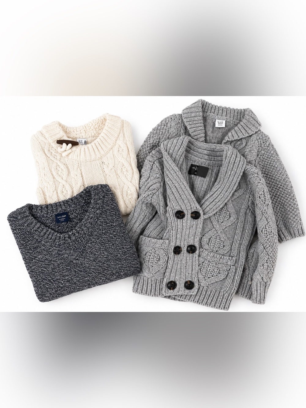 Janie and Jack, Gap, H&M Knit Sweater Set - Cream, Light Gray, Charcoal